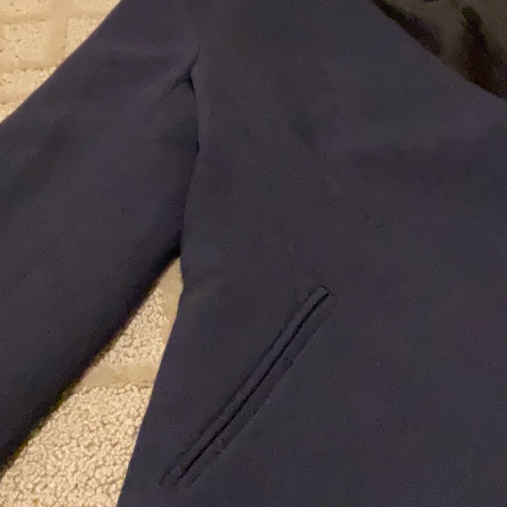 Banana Republic Navy Blazer Collarless Open Front Fitted Size 6 - Picture 9 of 11